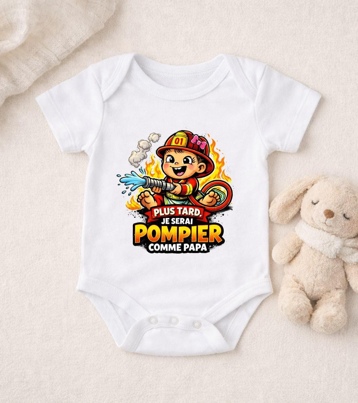 Body bébé Pompier comme Papa – Body naissance pompier – Cadeau bébé pompier – Body humour bébé – Impression DTF