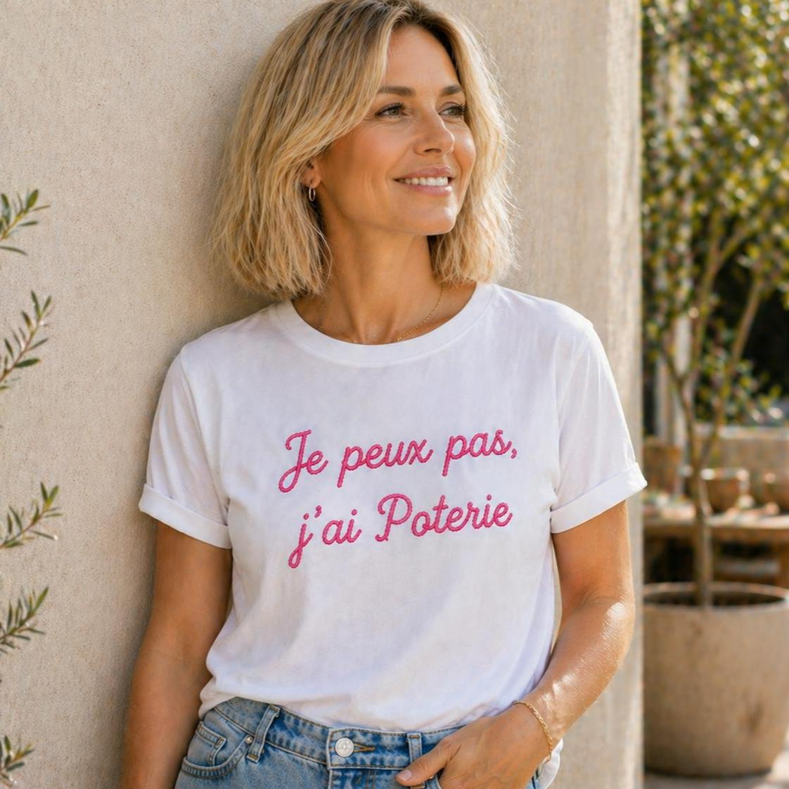 T-shirt Je peux pas, j'ai poterie – Tee shirt cadeau sport tennis – Cadeau homme humour alcool - tshirt apéro fête cadeau-  marrant