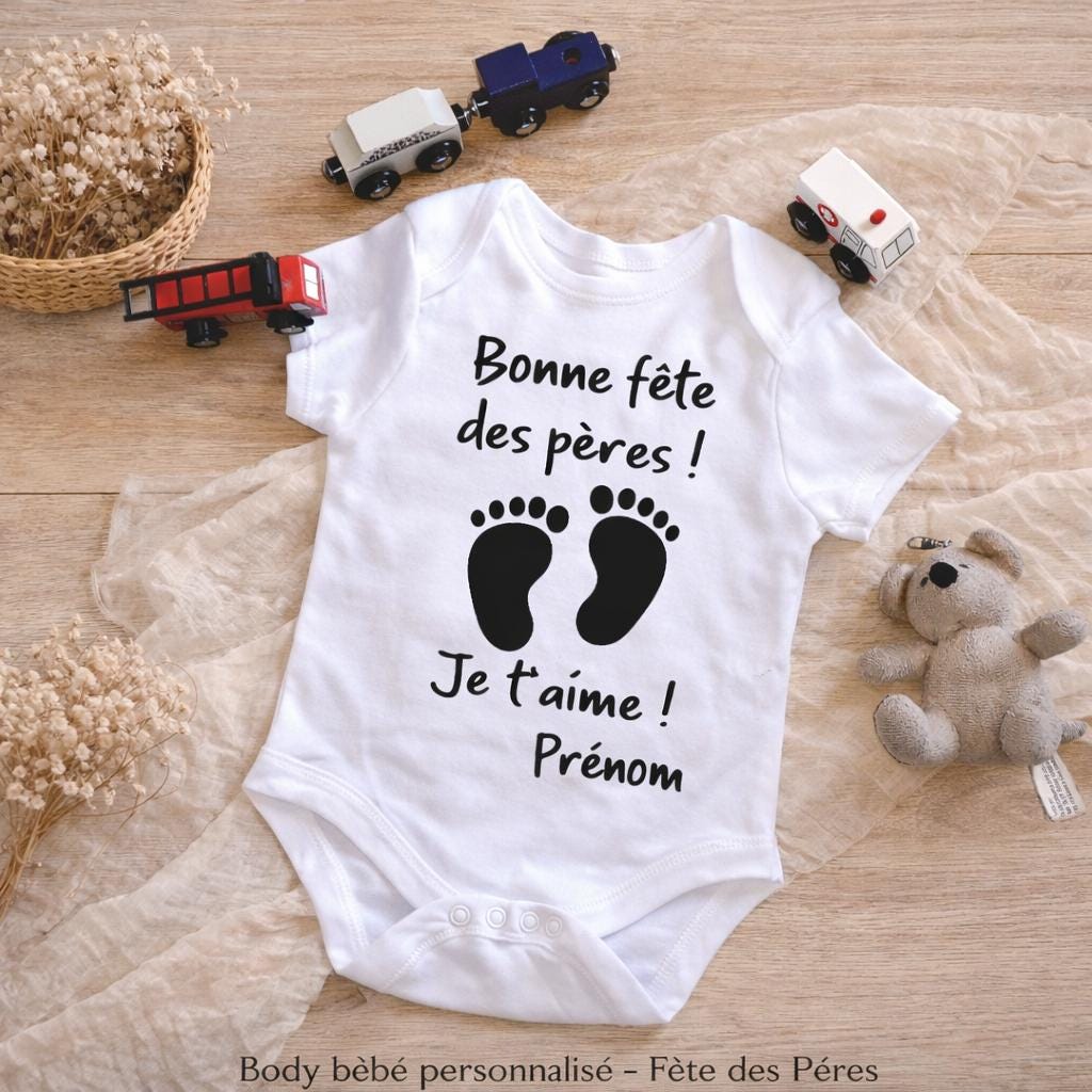 Body bébé fête des pères personnalisé, empreintes bébé, je t’aime papa, cadeau papa naissance, body bébé prénom, idée cadeau papa