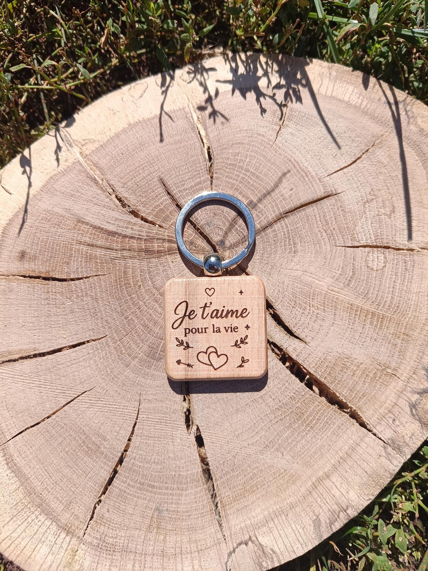Porte clé en bois gravé, je t'aime, je t'aime maman, cadeau déclaration, fête des mères, cadeau anniversaire, saint Valentin couple