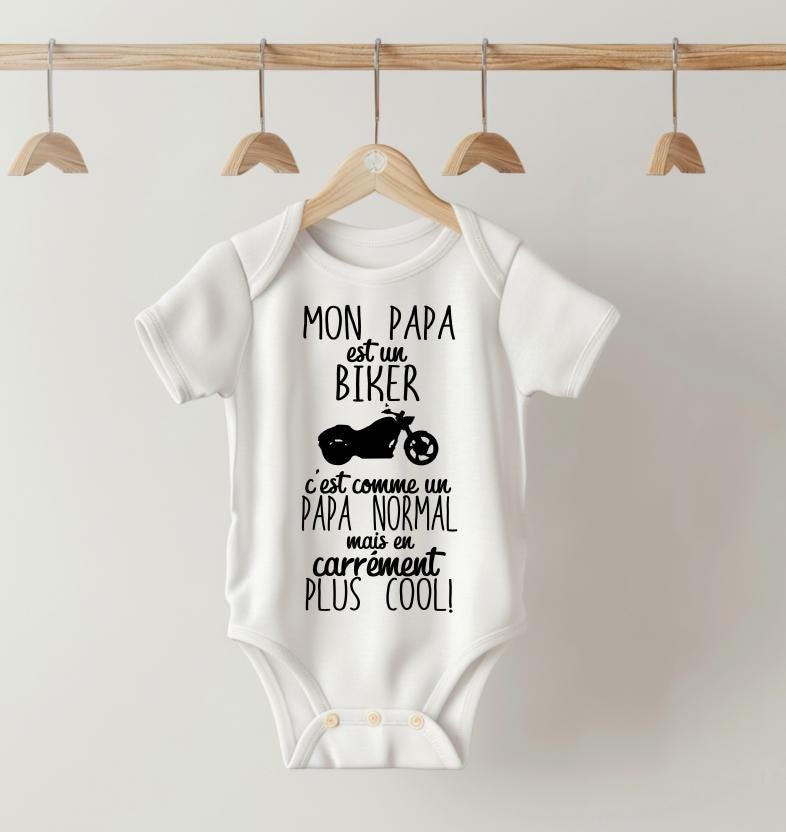 Body bébé mon papa est pilote motard, Harley Davidson Honda Suzuki Yamaha, idée cadeau annonce de grossesse naissance, futur motard