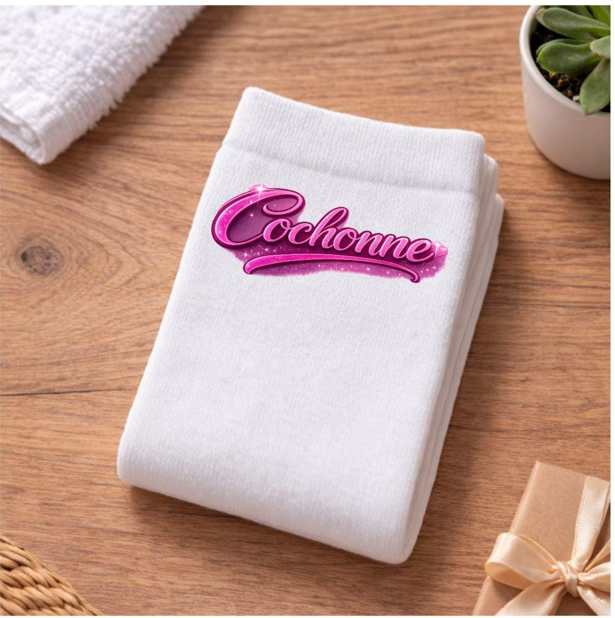 Paire de chaussettes imprimées à la mode, chaussettes à paillettes, design au choix, texte personnalisé et personnalisable