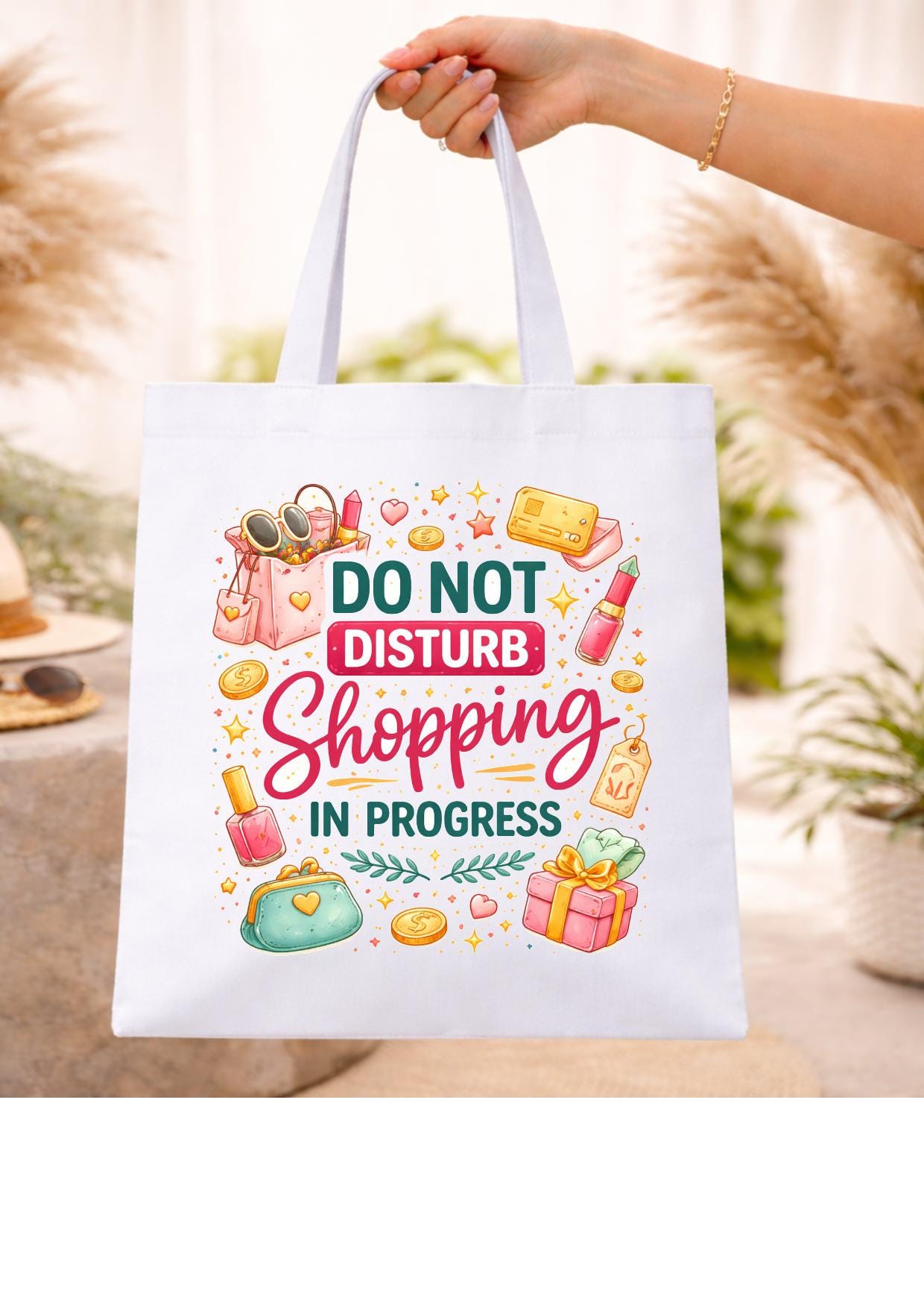 Tote bag en coton blanc, sac à shopping, coton, do not disturb, shopping in progress, haute qualité