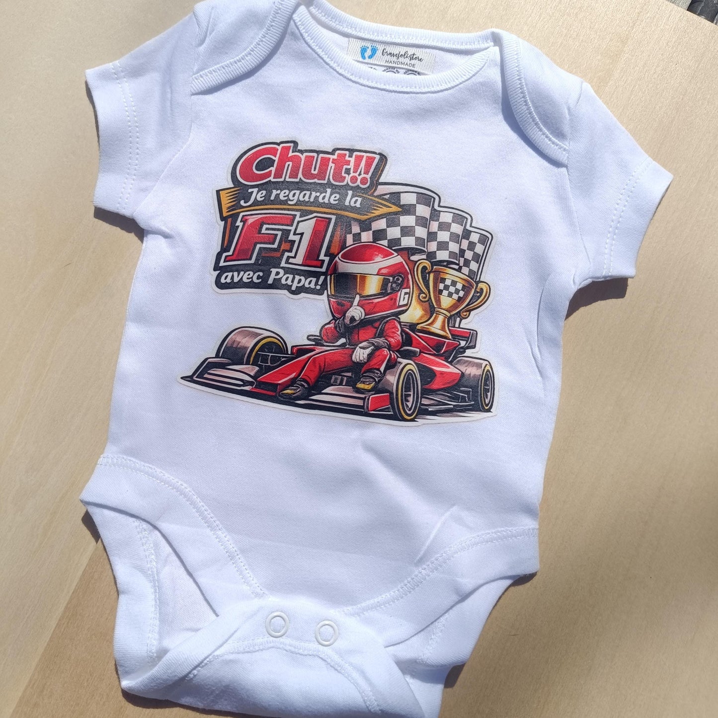 Body bébé F1 – Chut ! je regarde la F1 avec Papa– Charles Leclerc Ferrari