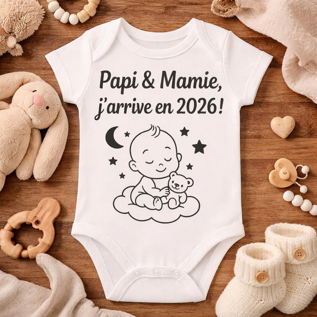 Body bébé annonce de grossesse à papi et mamie, 2026