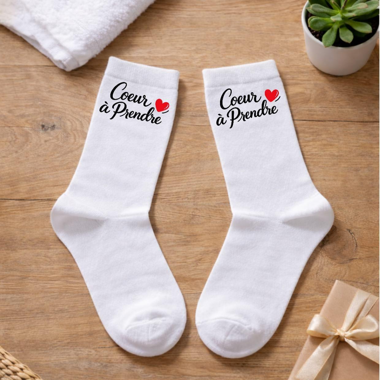 Paire de chaussettes imprimées à la mode, chaussettes à paillettes, design au choix, texte personnalisé et personnalisable