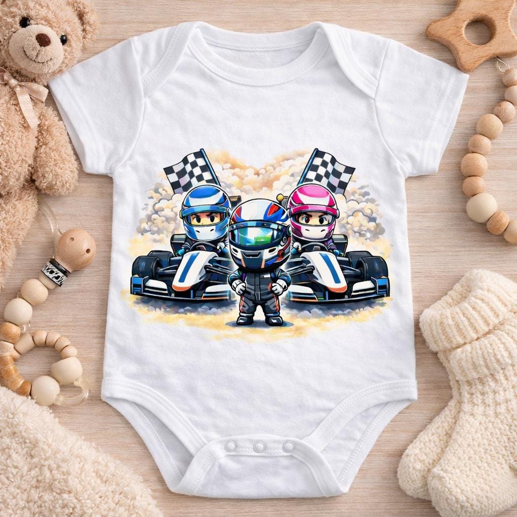 Body bébé pilote de f1 – Thème pilote de F1 Mercedes McLaren Annonce grossesse originale – Cadeau futur papa & maman fans de Formule 1