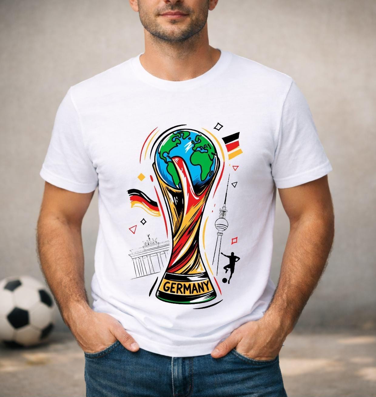 T-shirt adulte ou enfant ou body bébé Coupe du Monde 2026 foot Allemagne