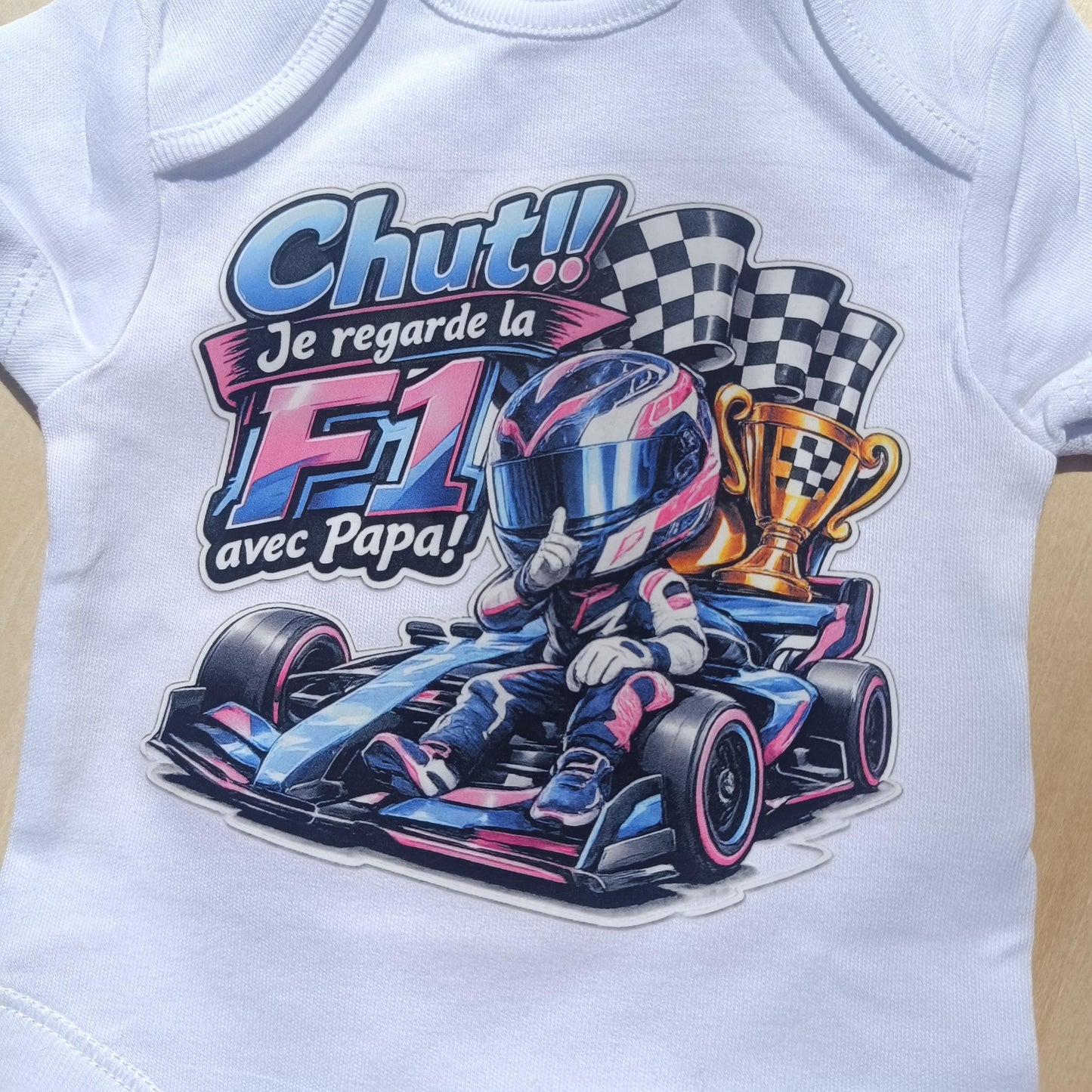 Body bébé F1 – Chut! Je regarde la F1 avec Papa! version Alpine Gasly