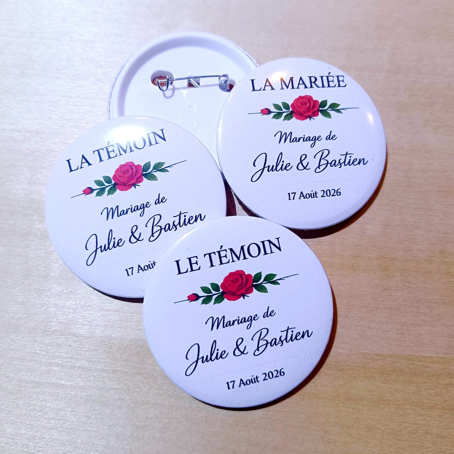 Badge Personnalisé Mariage, Anniversaire, Baptême, EVJF