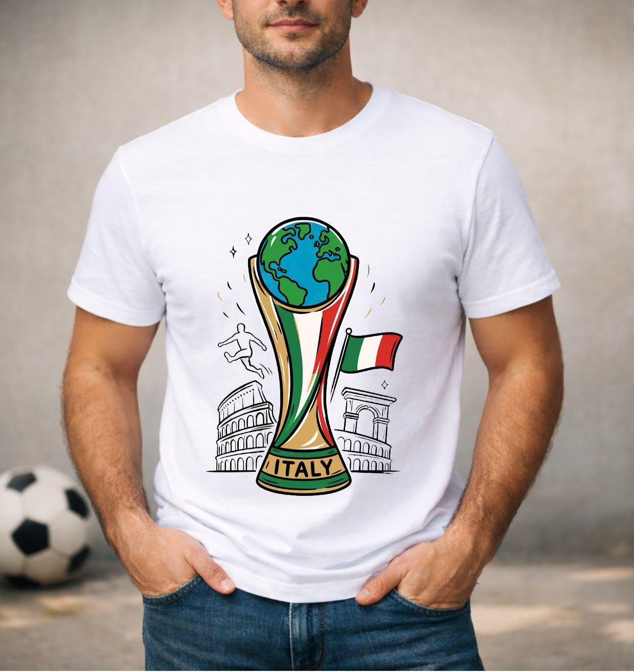 T-shirt adulte ou enfant ou body bébé Coupe du Monde 2026 foot Italie