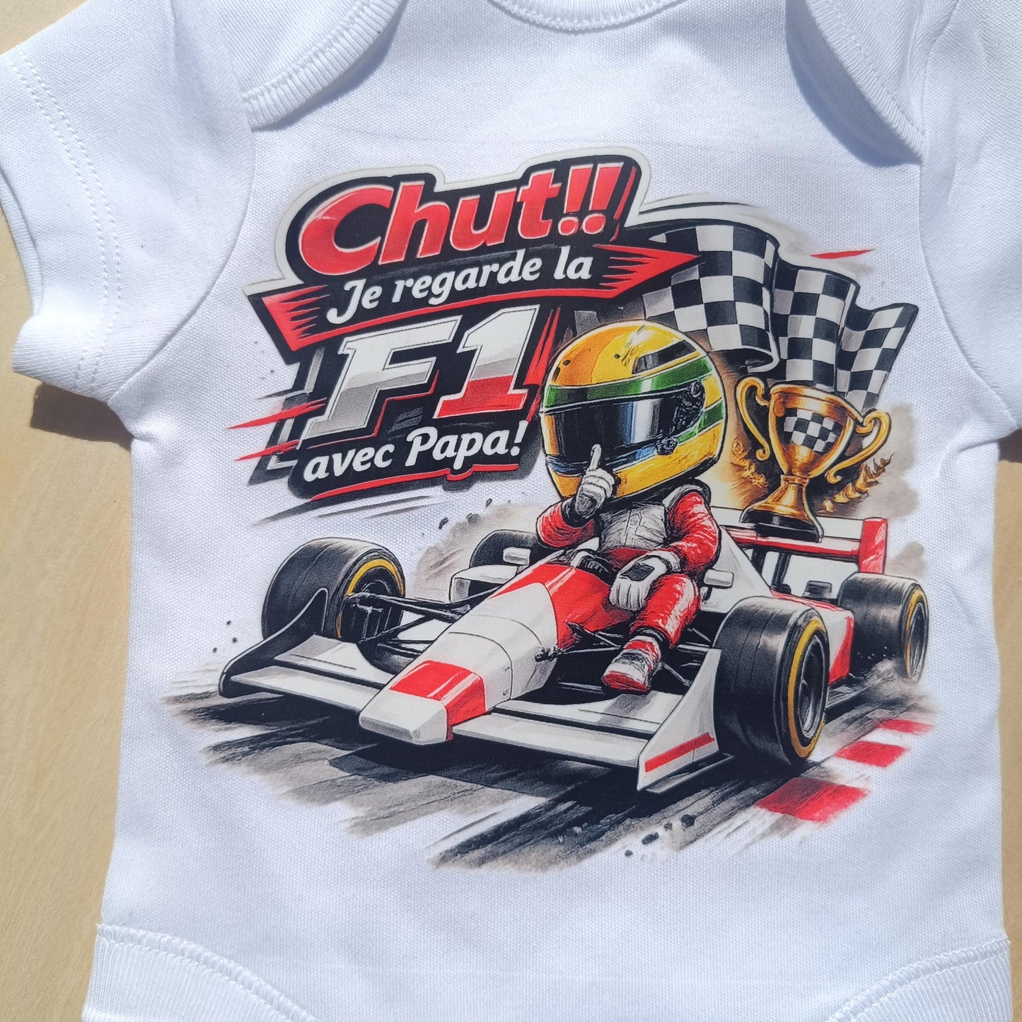 Body bébé F1 – Chut, je regarde la F1 avec Papa – Ayrton Senna Mclaren