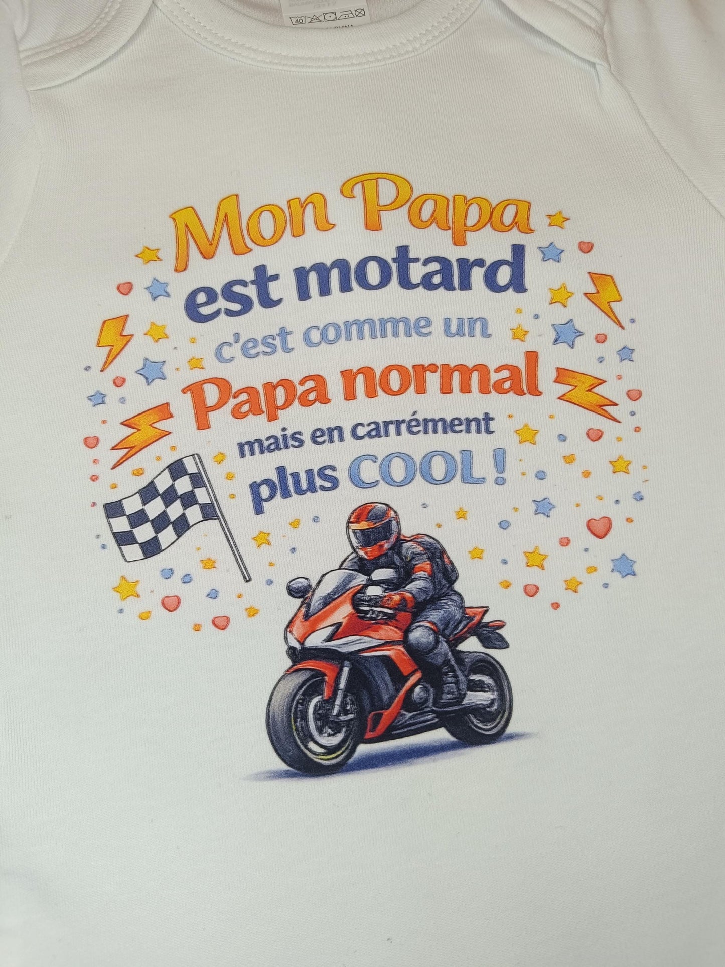 Body bébé “Mon papa est motard/pilote” – Body naissance pour futur biker – Cadeau humour