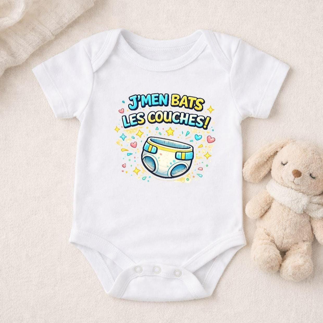 Body bébé drôle, je m'en bats les couches!