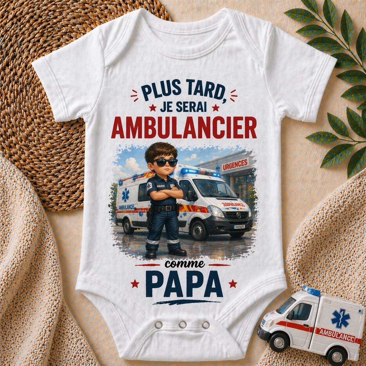 Body bébé plus tard je serai ambulancier comme papa – Cadeau naissance original – Body bébé humour – Idée cadeau papa – Body personnalisé