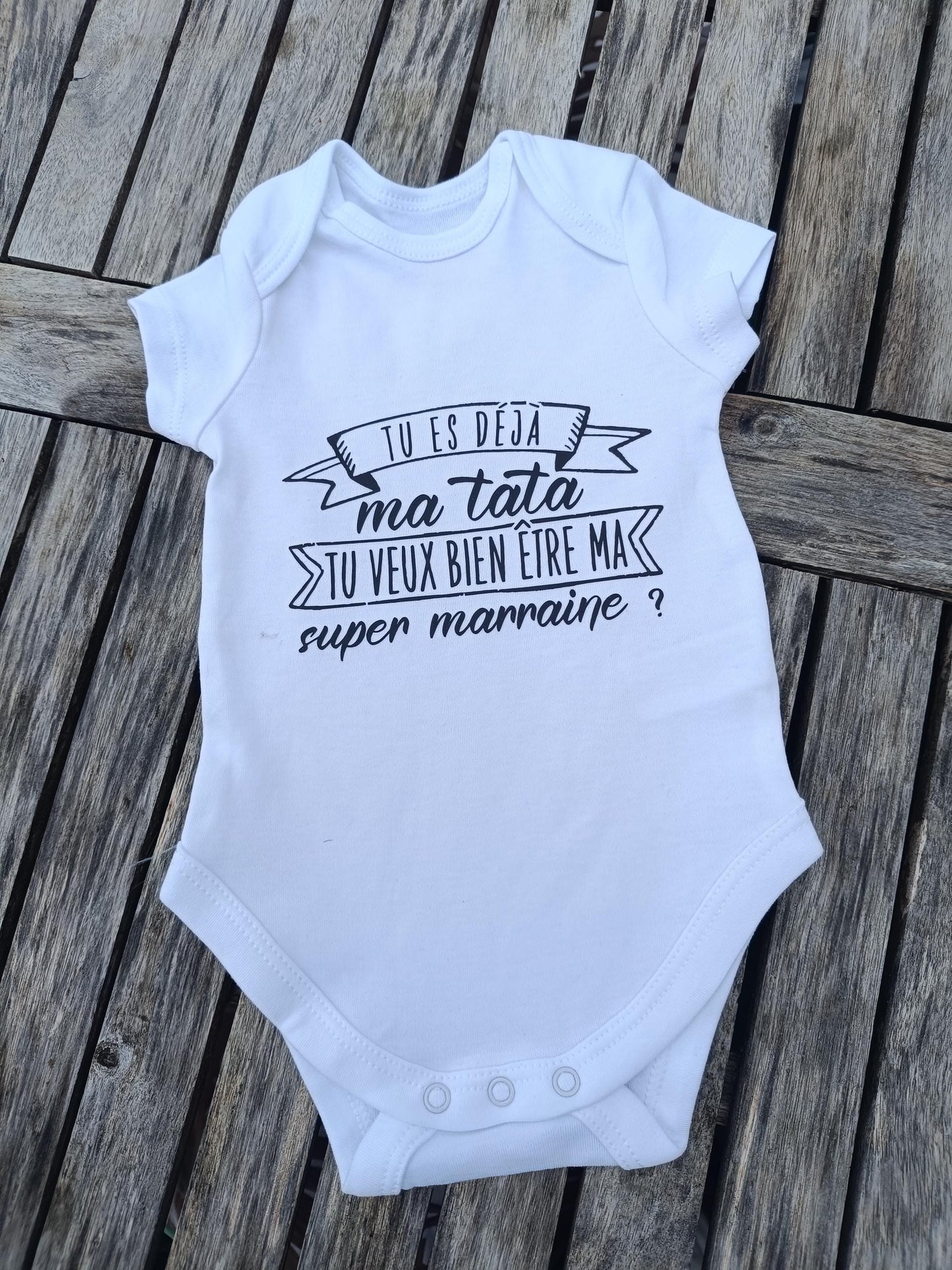 Body bébé , demande de marraine, annonce marraine, parrain, tata, idée cadeau humour, émouvant
