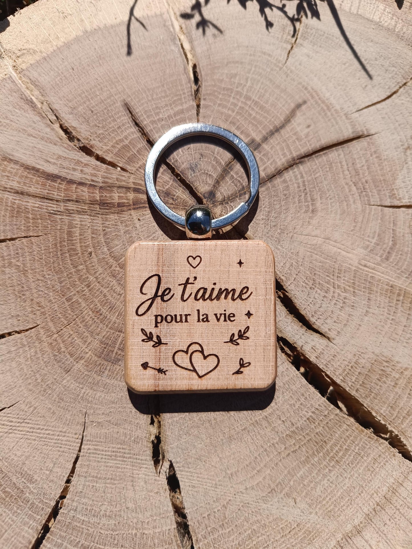 Porte clé en bois gravé, je t'aime, je t'aime maman, cadeau déclaration, fête des mères, cadeau anniversaire, saint Valentin couple