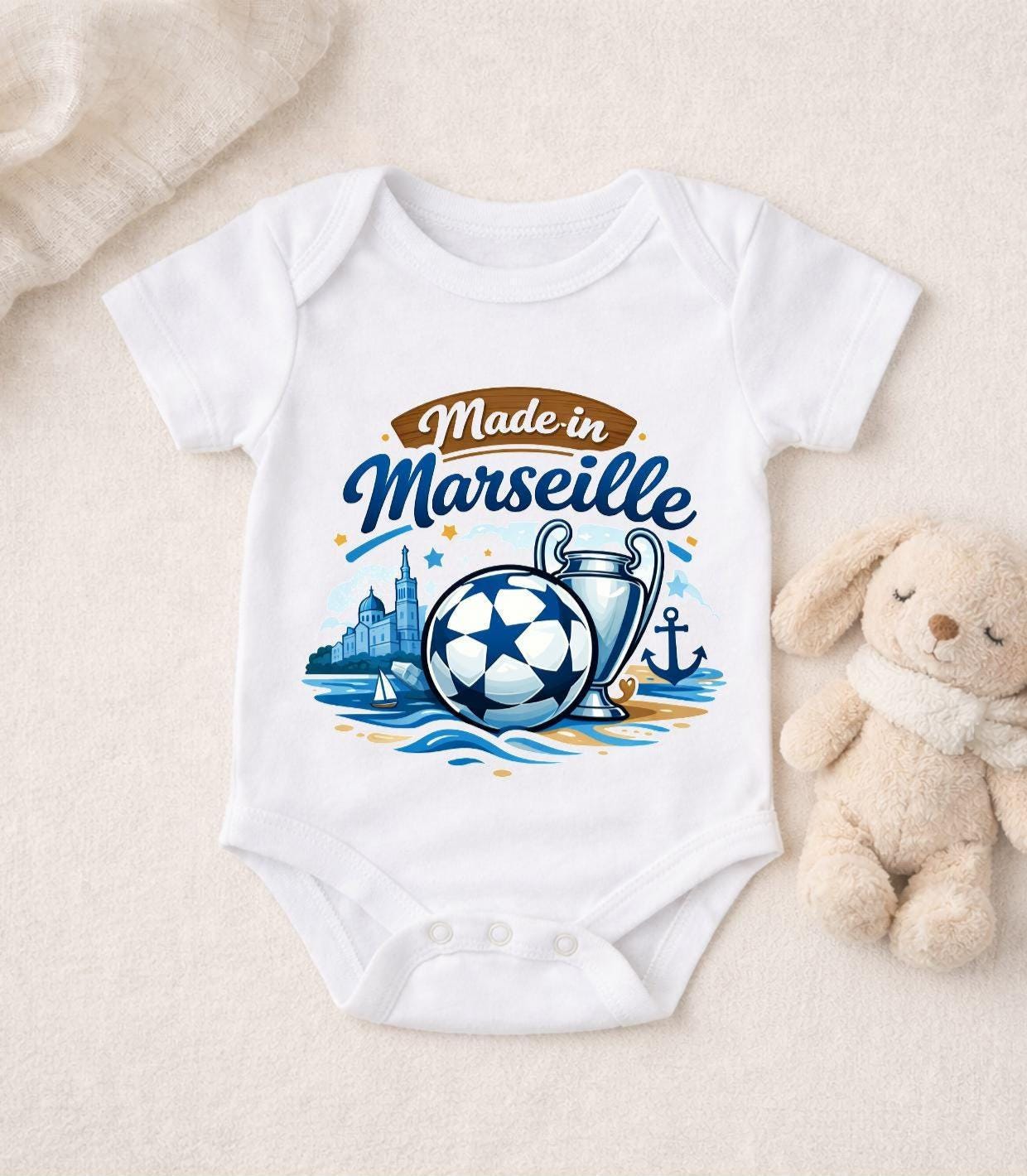 Body Bébé Minot Supporter Marseillais - T-shirt Naissance Football Cadeau DTF Foot Marseille Fier Humour Original OM supporter ultras