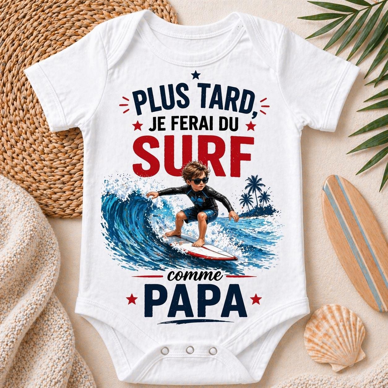 Body bébé skieur surf surfeur comme papa – Cadeau naissance original – Body bébé humour – Idée cadeau papa – Bébé pilote – Body personnalisé