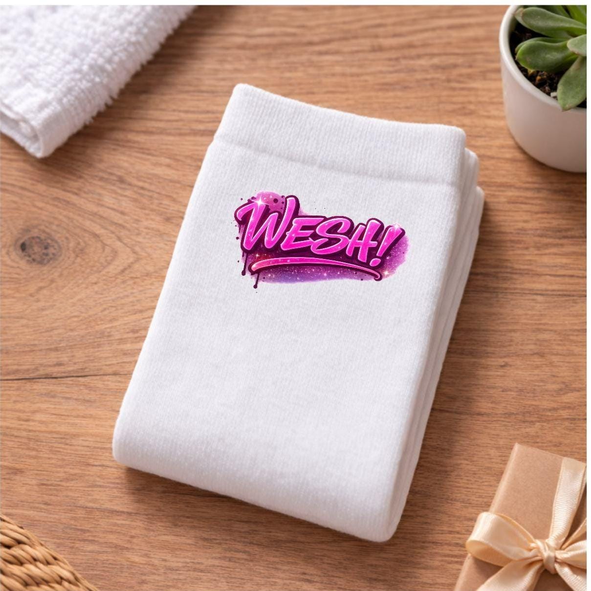 Paire de chaussettes imprimées à la mode, chaussettes à paillettes, design au choix, texte personnalisé et personnalisable