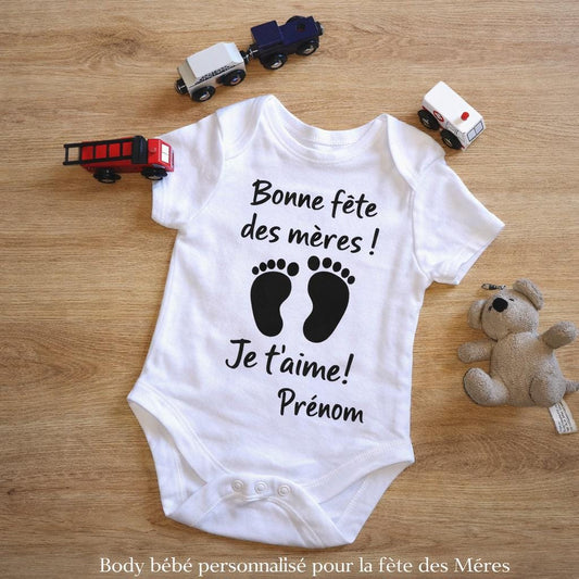 Body bébé, body personnalisé, fête des mères, bonne fête maman, mamie, baby shower, grossesse, vêtements bébé, body flocké, bébé arrive