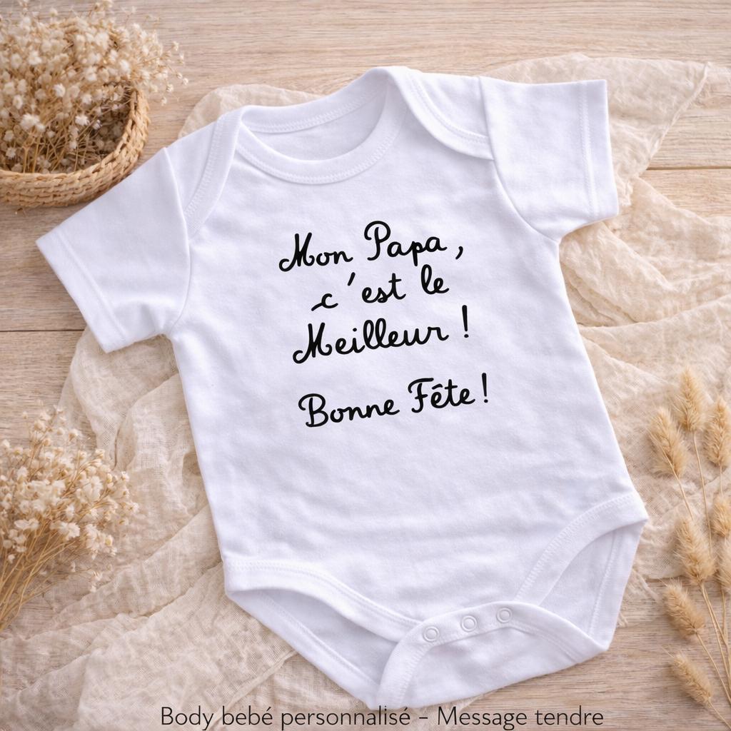 Body bébé fête des pères personnalisé, Mon papa c’est le meilleur, cadeau papa bébé, body naissance personnalisé, idée cadeau papa