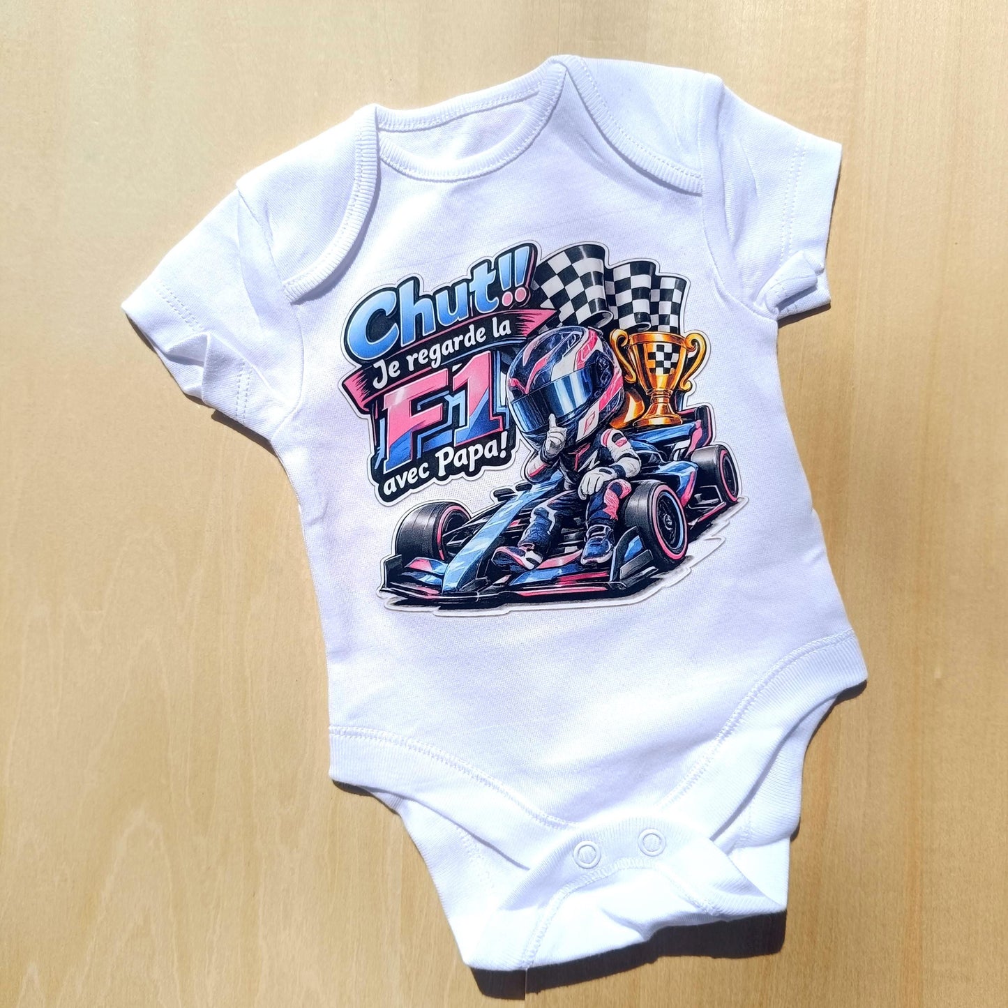 Body bébé F1 – Chut! Je regarde la F1 avec Papa! version Alpine Gasly