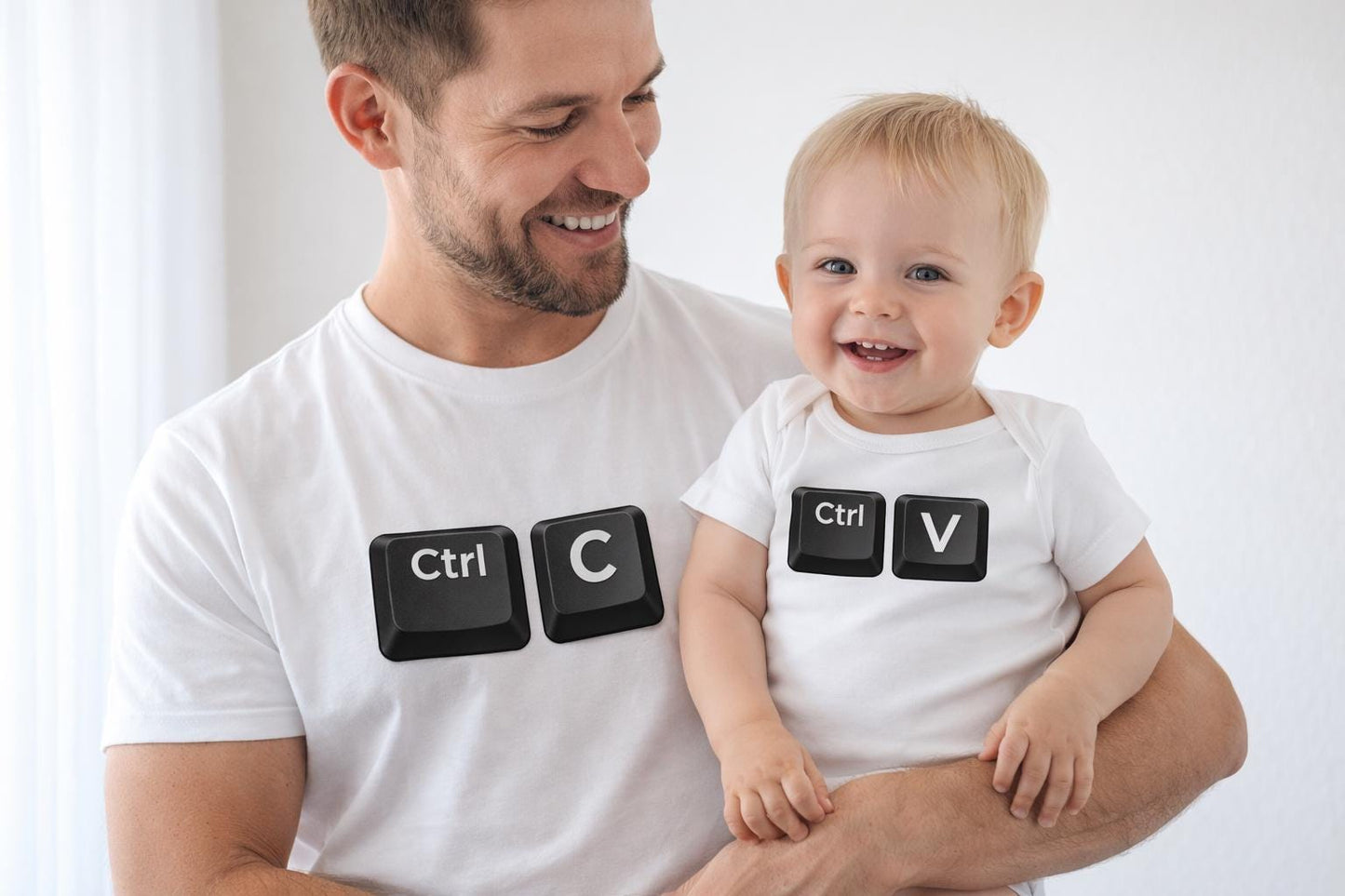 T-shirt humour geek – CTRL C CTRL V– Tee shirt informatique drôle – Cadeau papa geek – T-shirt famille original copié collé