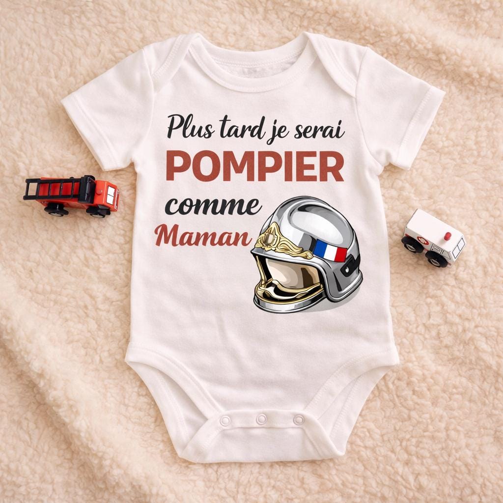 Body bébé plus tard je serai pompier comme papa ou maman, personnalisé