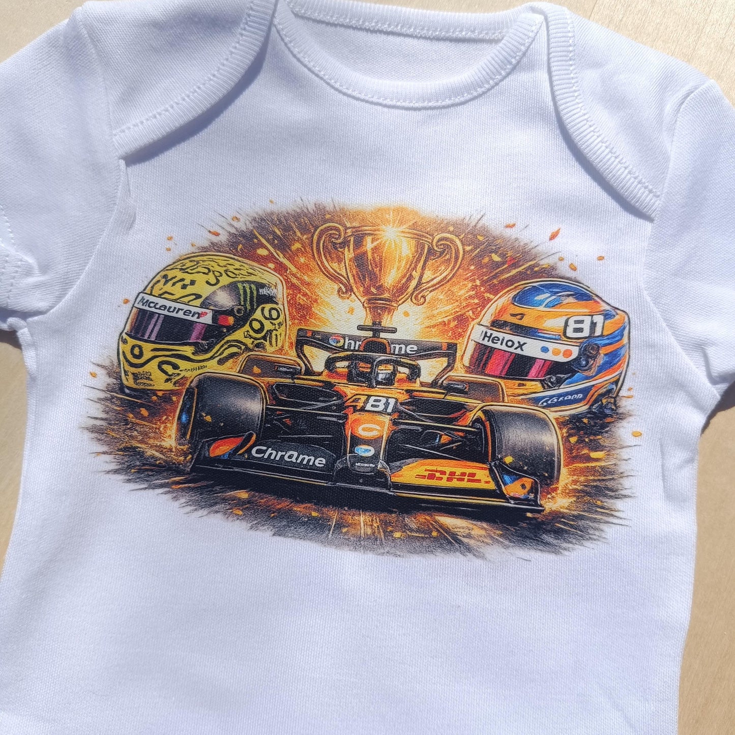 Body bébé F1 – Chut! je regarde la F1 avec Papa! Team Mclaren Norris Piastri