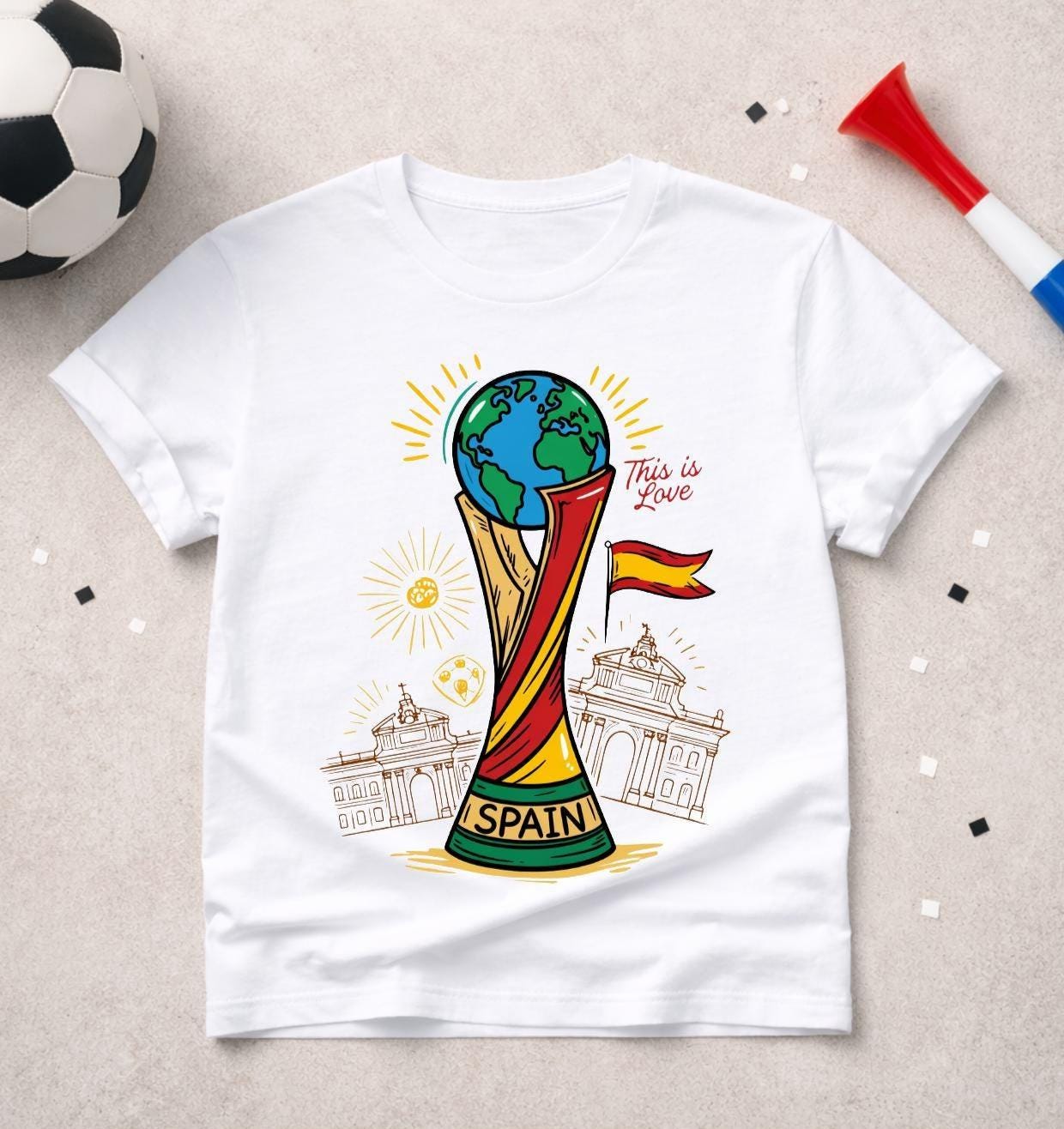 T-shirt adulte ou enfant ou body bébé Coupe du Monde 2026 foot Espagne
