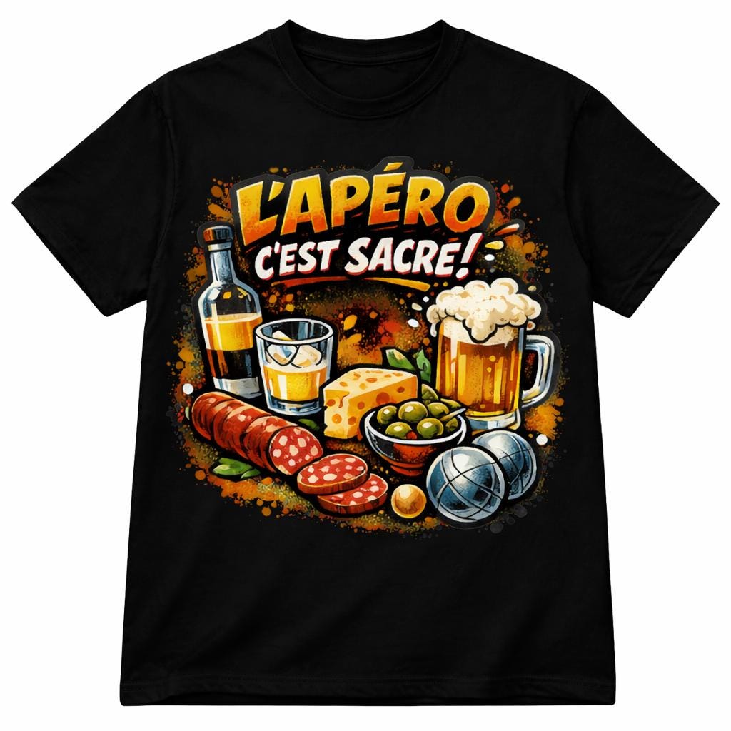 T-shirt humour apéro homme | L'apéro, c'est sacré | Cadeau drôle alcool | Tee-shirt humour français