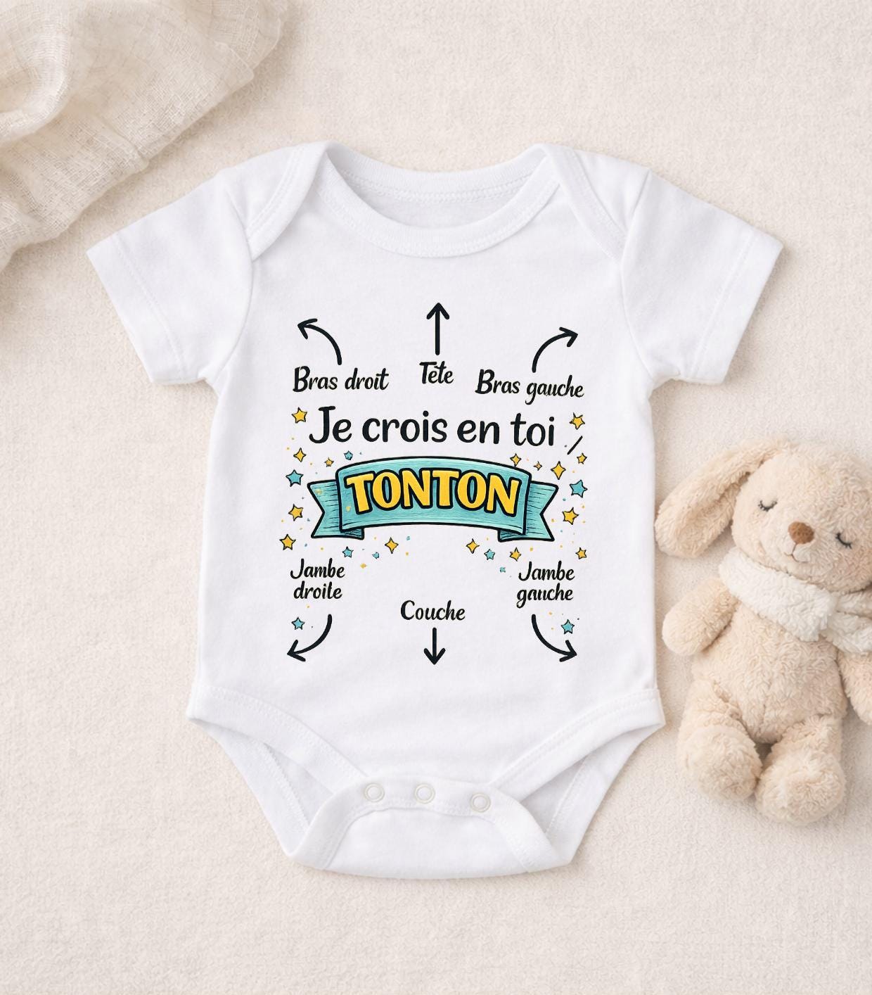 Body bébé, notice, mode d'emploi avec Humour, bodie personnalisable pour bébé, annonce de grossesse, naissance, accouchement