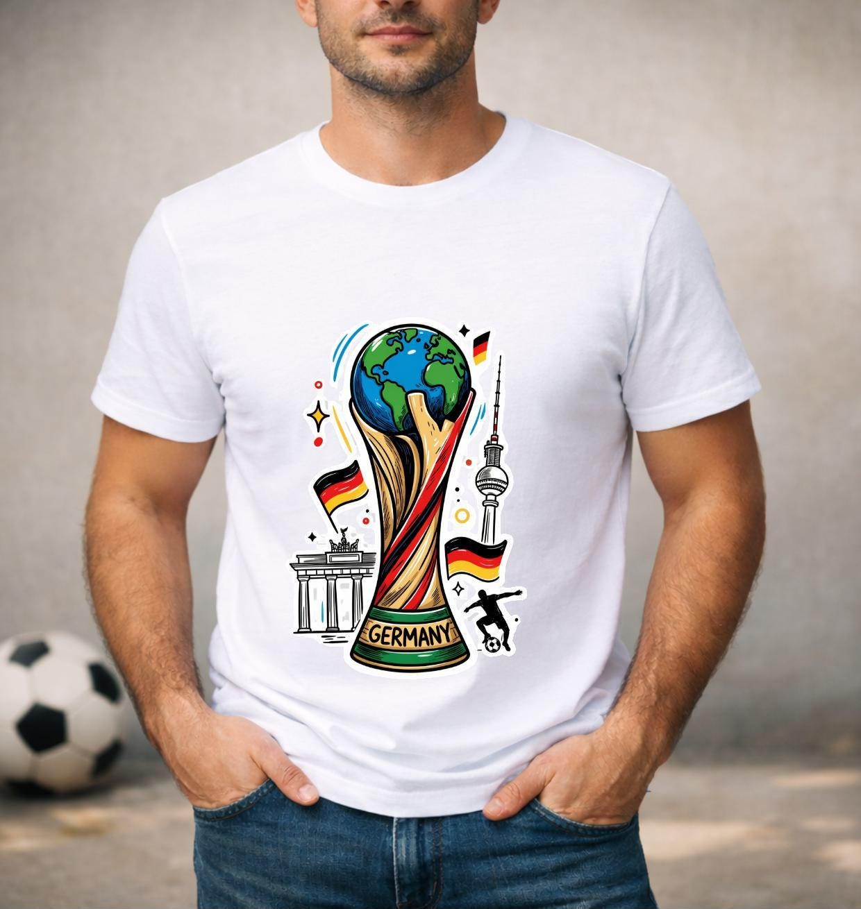 T-shirt adulte ou enfant ou body bébé Coupe du Monde 2026 foot Allemagne