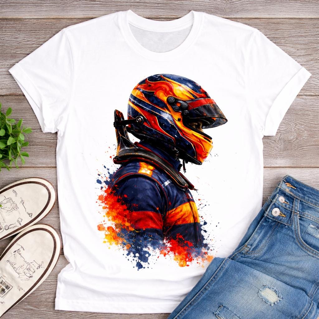 Tshirt Pilote de F1 Redbull, pilote avec son casque. Tshirt homme, fan de Formule 1
