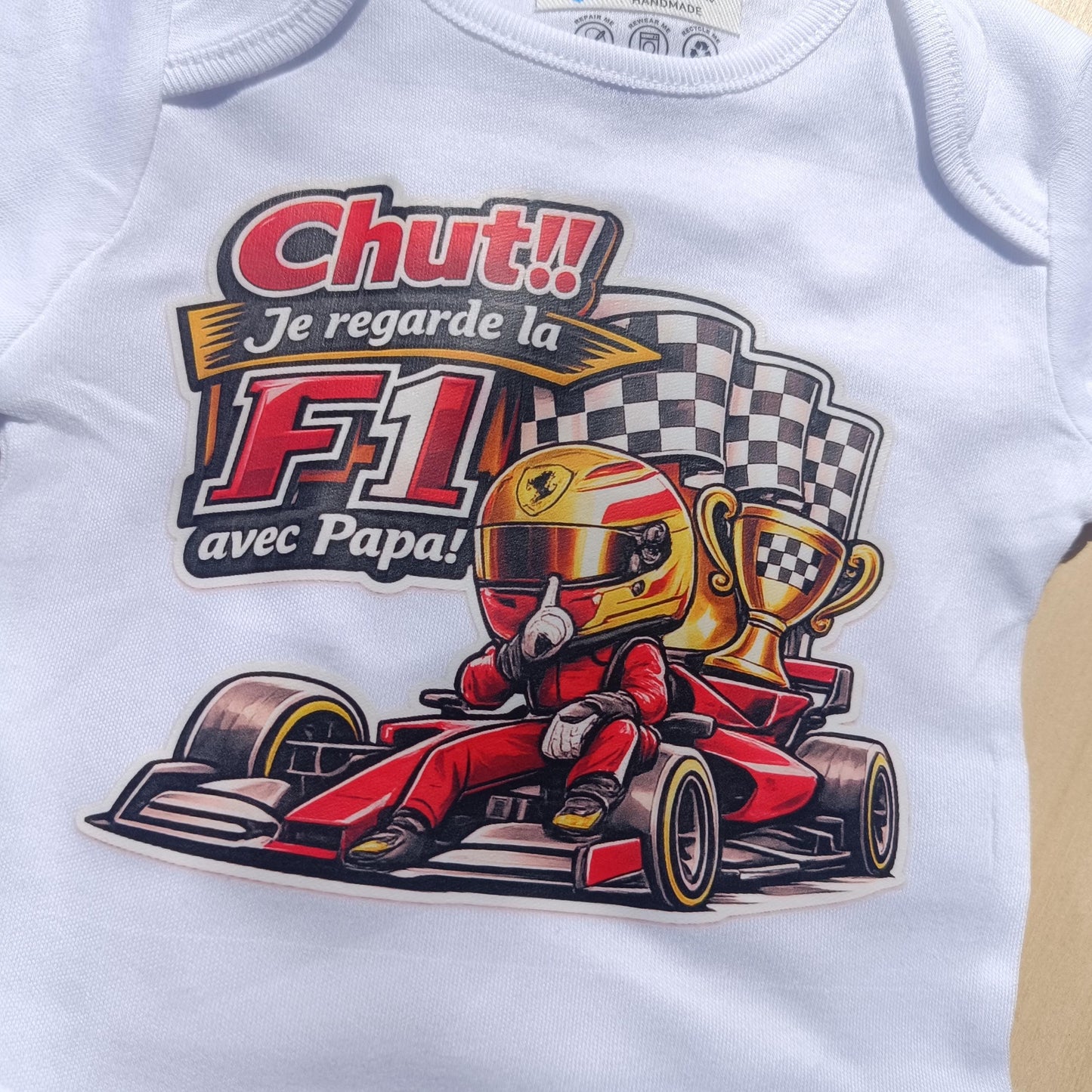 Body bébé F1 – Chut ! je regarde la F1 avec Papa –Lewis Hamilton Ferrari