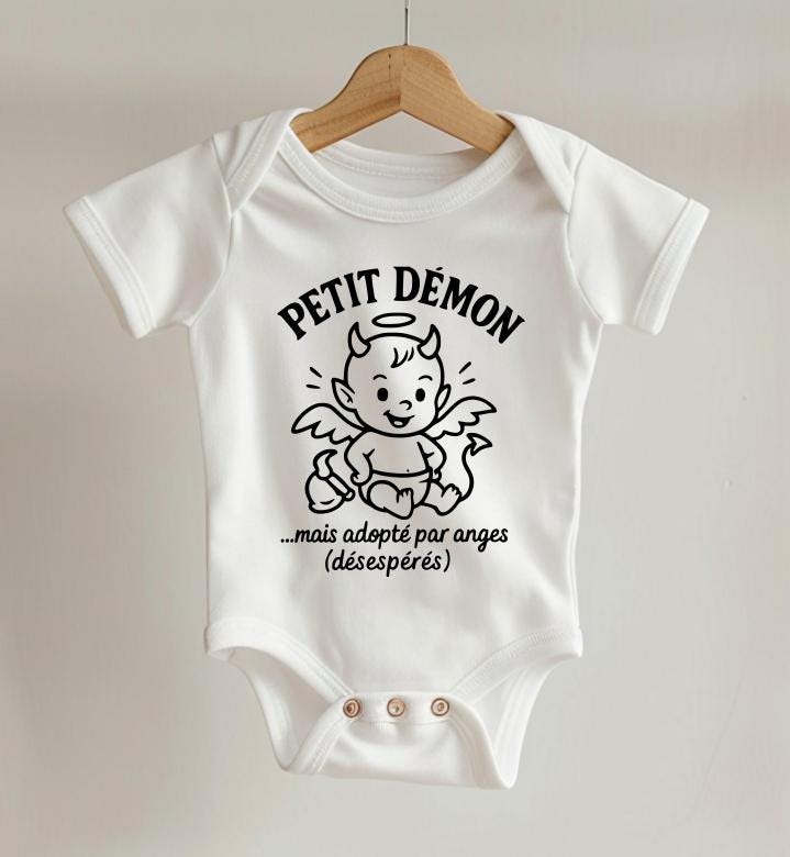 Body bébé humour – Cadeau naissance drôle – Body original "petit démon" –Idée cadeau parents – Body coton personnalisé