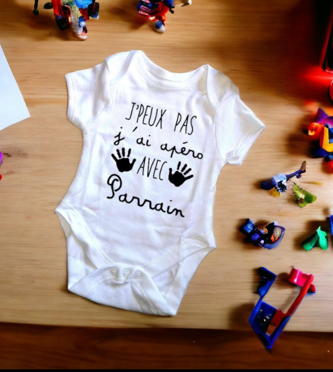 Body bébé à personnaliser, j'peux pas j'ai apéro avec parrain marraine, foot, bêtise, vêtements bébé et enfants, cadeau tata tatie maman