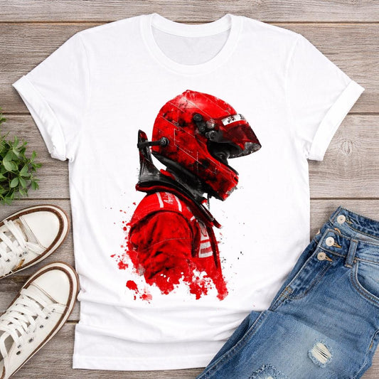 Tshirt Pilote de F1 Ferrari, pilote avec son casque. Tshirt homme, fan de Formule 1