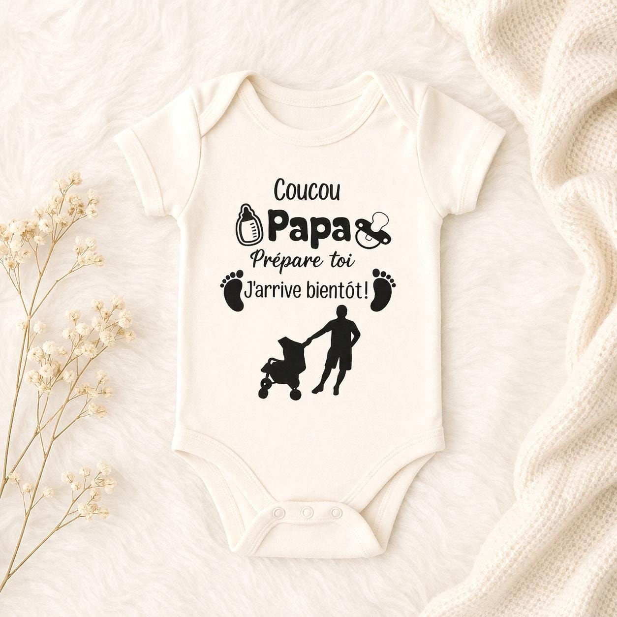 Body bébé annonce de naissance et grossesse à Papa Papi Mamie Tonton Tata Parrain, liste de naissance, bébé arrive, surprise, idée cadeau