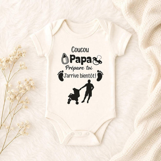 Body bébé annonce de naissance et grossesse à Papa Papi Mamie Tonton Tata Parrain, liste de naissance, bébé arrive, surprise, idée cadeau