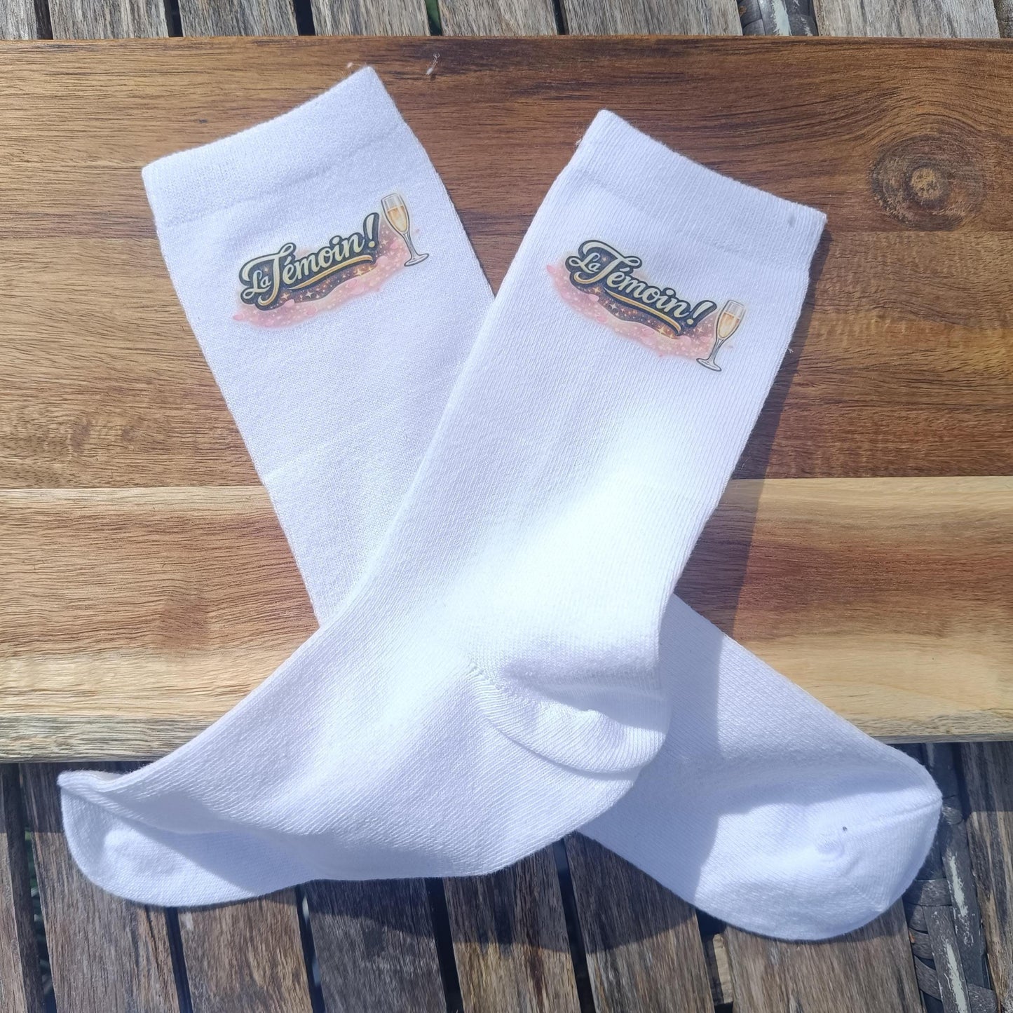Paire de chaussettes blanches personnalisées thème Mariage – Le Marié La Marié, témoin demoiselle d'honneur- mariage EVG EVJF Anniversaire