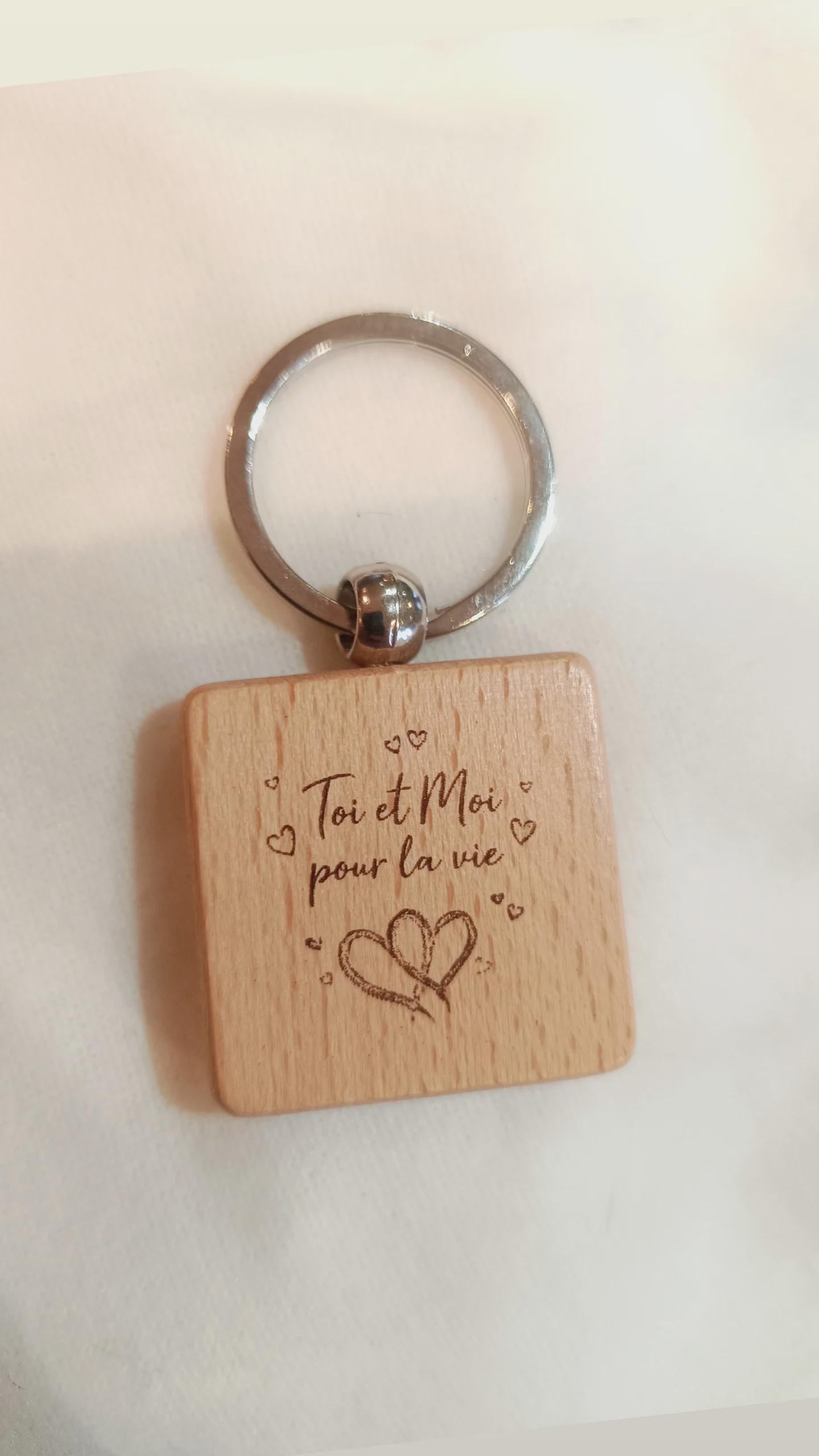 Porte clé en bois gravé avec photo personnalisée, saint valentin, toi et moi pour la vie, cadeau anniversaire, déclaration d'amour
