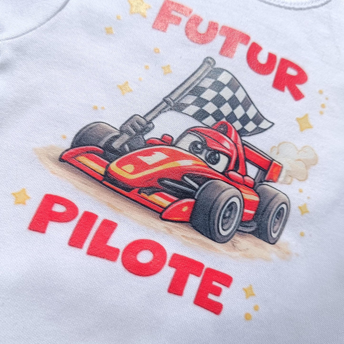 Body bébé, body personnalisé, idée cadeau naissance, body body pilote, pilote F1, bébé pilote, manches longues, vêtements bébé, futur pilote