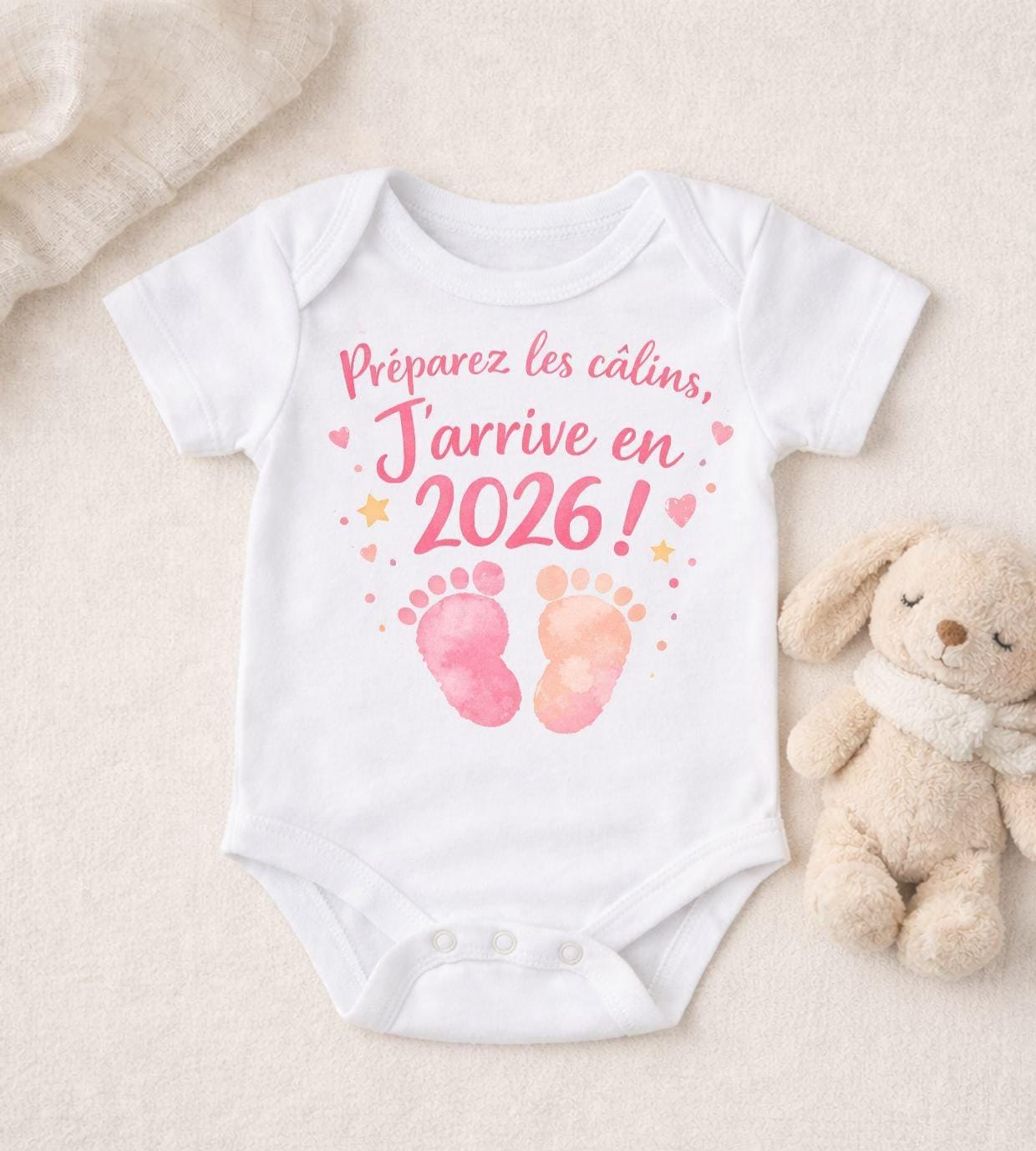 Body bébé annonce grossesse Papy Mamie – J’arrive ! – Cadeau futur grands-parents