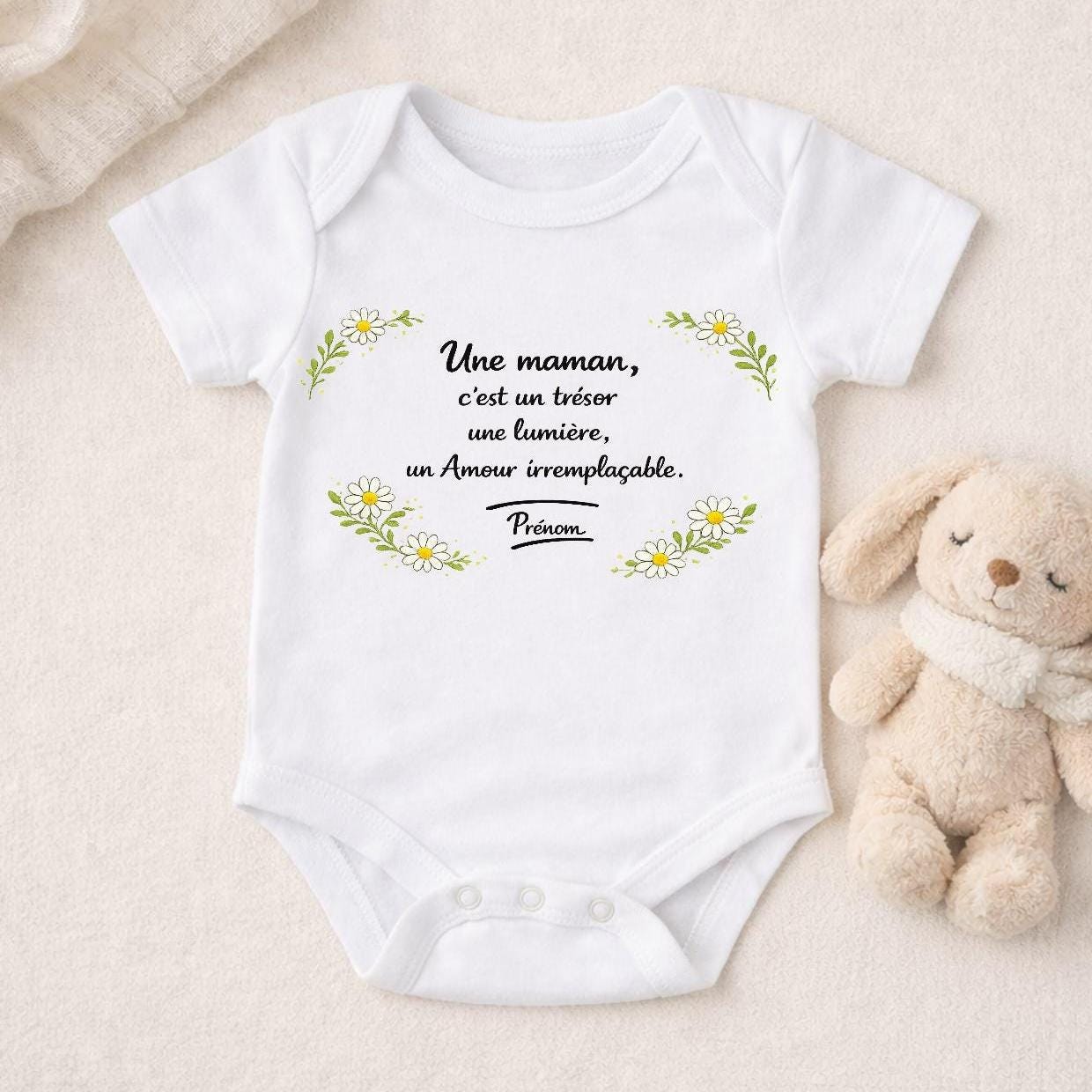 Body bébé & T-shirt Fête des Mères personnalisés | Texte et image au choix | Plusieurs langues disponibles | Cadeau maman original