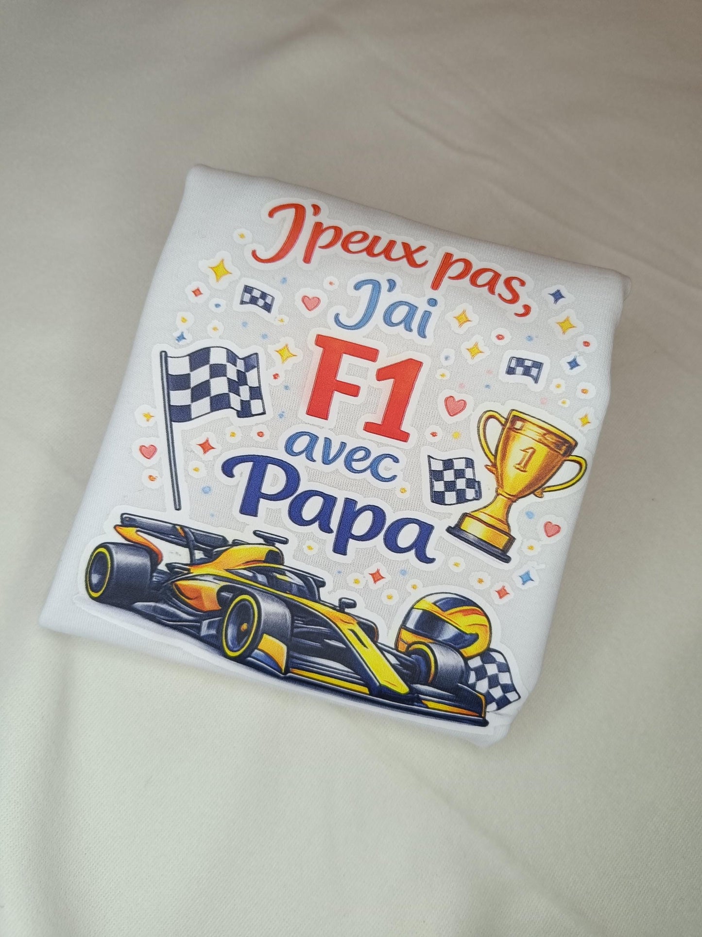 Body bébé F1 – J’peux pas j’ai F1 avec Papa – Ferrari / McLaren / Red Bull – Body humour bébé – Cadeau naissance original – DTF couleur