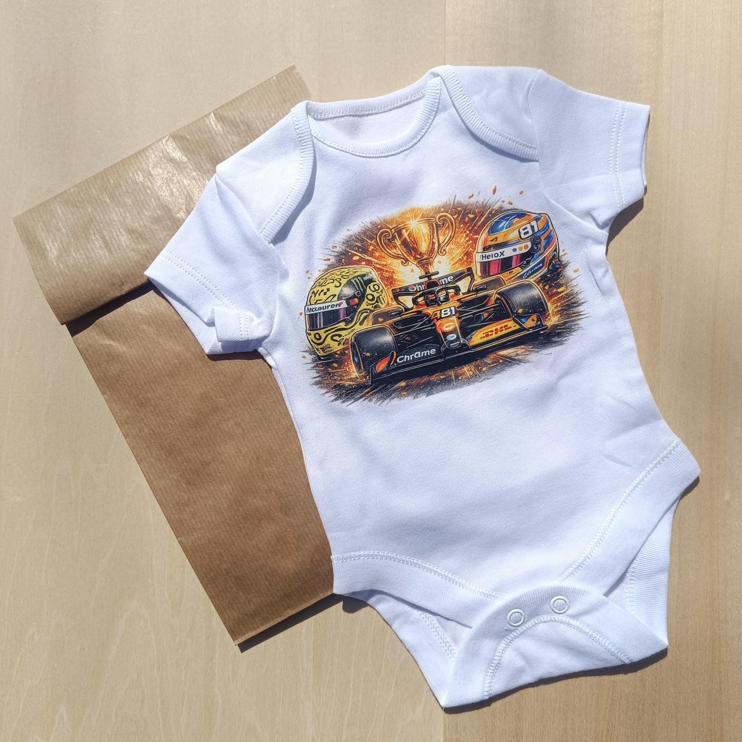 Body bébé F1 – Chut! je regarde la F1 avec Papa! Team Mclaren Norris Piastri