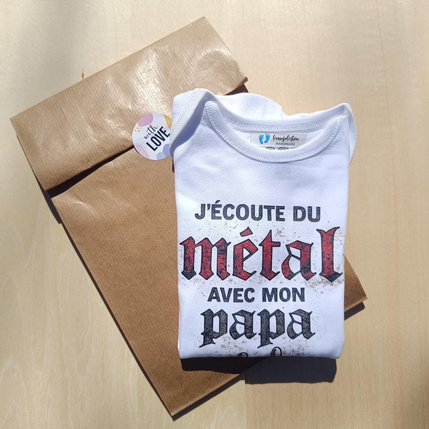 Body bébé J'écoute du métal avec mon papa