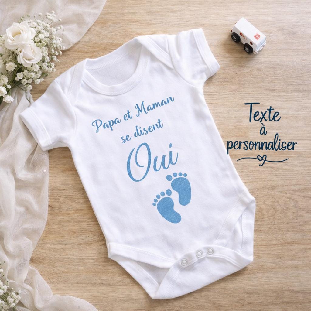 Body bébé mariage personnalisé, papa et maman se disent oui, annonce mariage grossesse, body bébé cérémonie, cadeau mariage original